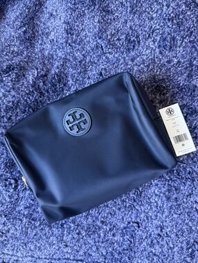 Tory Burch Navy Zip Travel Toiletry Pouch